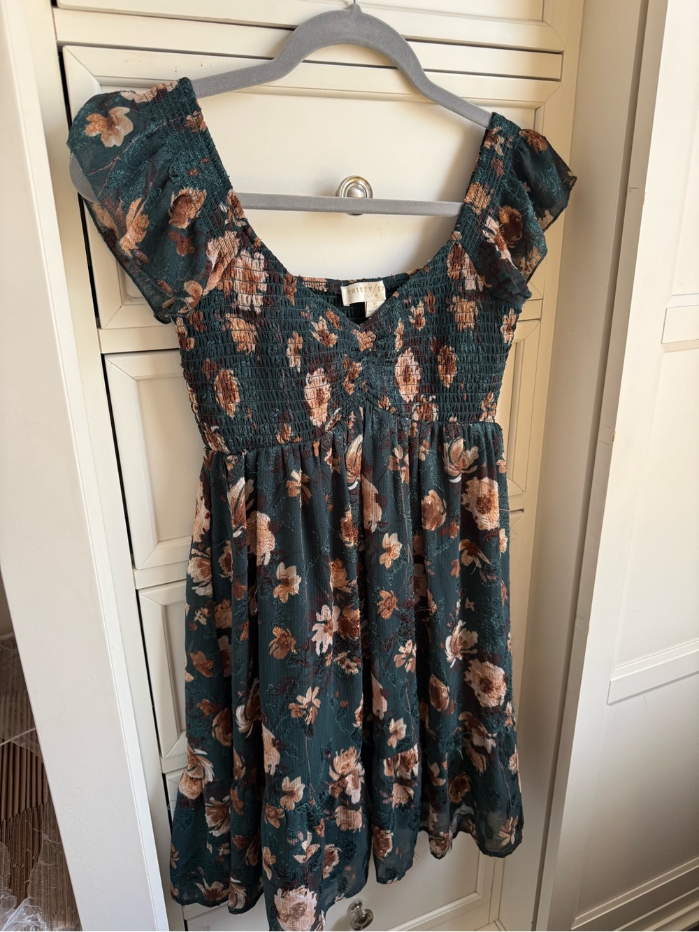 THIRTY/THIRTY LA Smocked Teal Floral Mini Dress